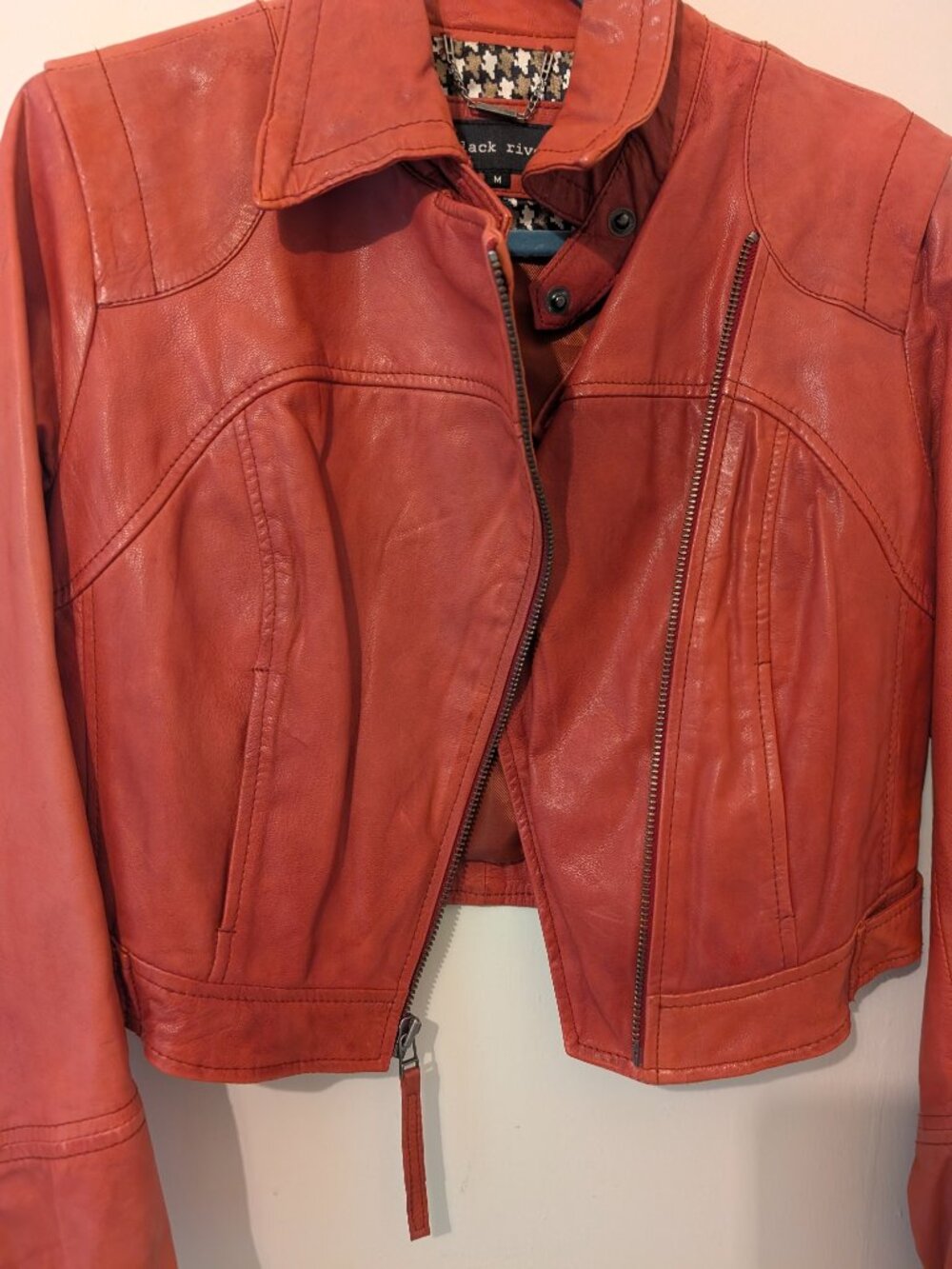 Black Rivet Women Size M Red Leather Jacket - Picture 11 of 13